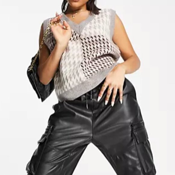 ASOS QED London Knitted Singlet in Multi Print Sweater Vest Oversized - Picture 16 of 16